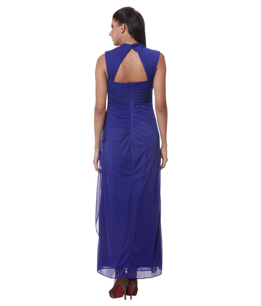 Fuegobella Blue Polyester Maxi Dress - Buy Fuegobella Blue Polyester ...