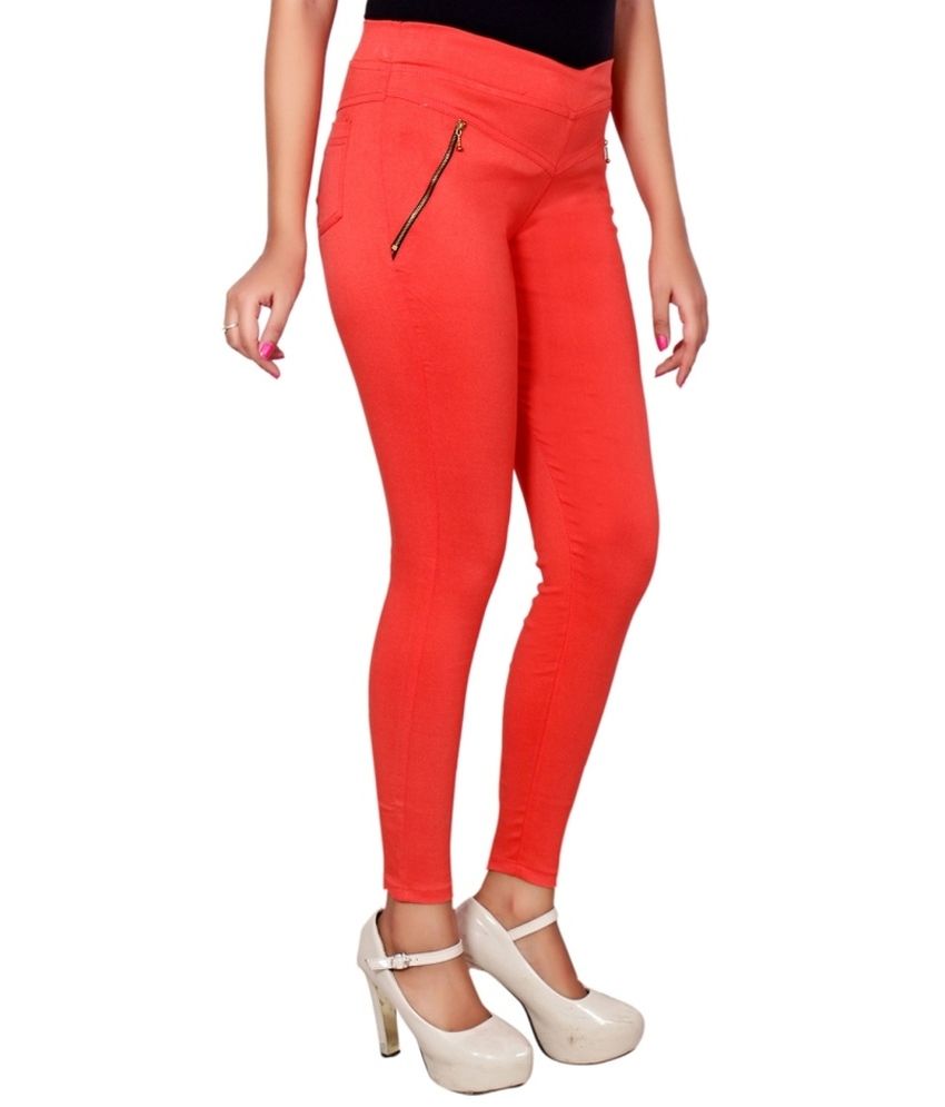 orange jeggings