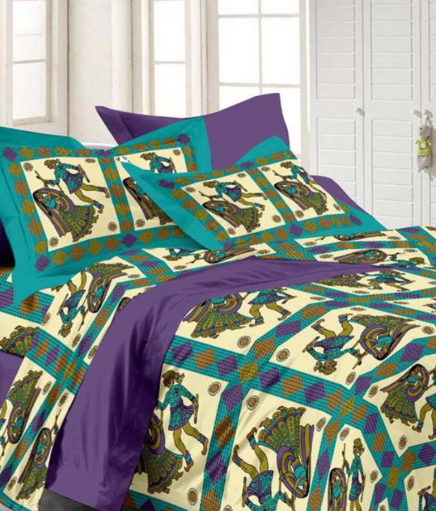     			UniqChoice 100% Cotton Rajasthani Traditional Printed Cotton Double Bedsheet With 2 Pillow Covers