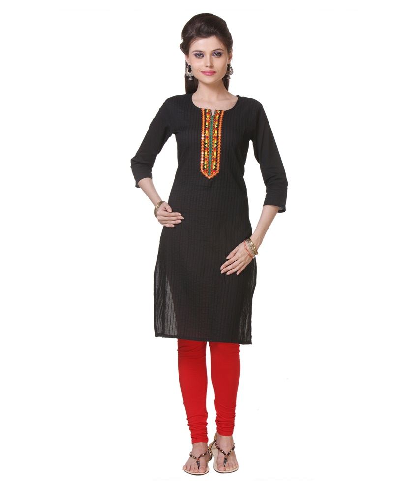 Saee Pintuck Kurta With Gujrati Style Multicolor Mirror Embroidery On ...