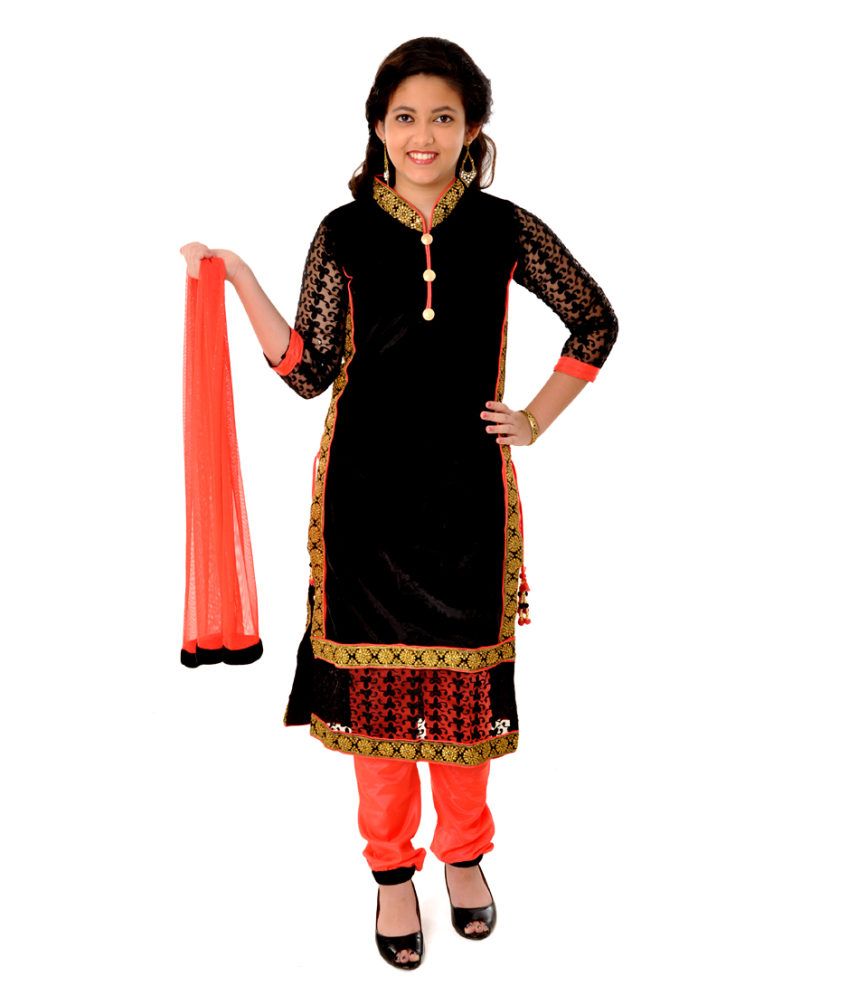 Black & Red Salwar Suit Set For Girls - Buy Black & Red Salwar Suit Set ...