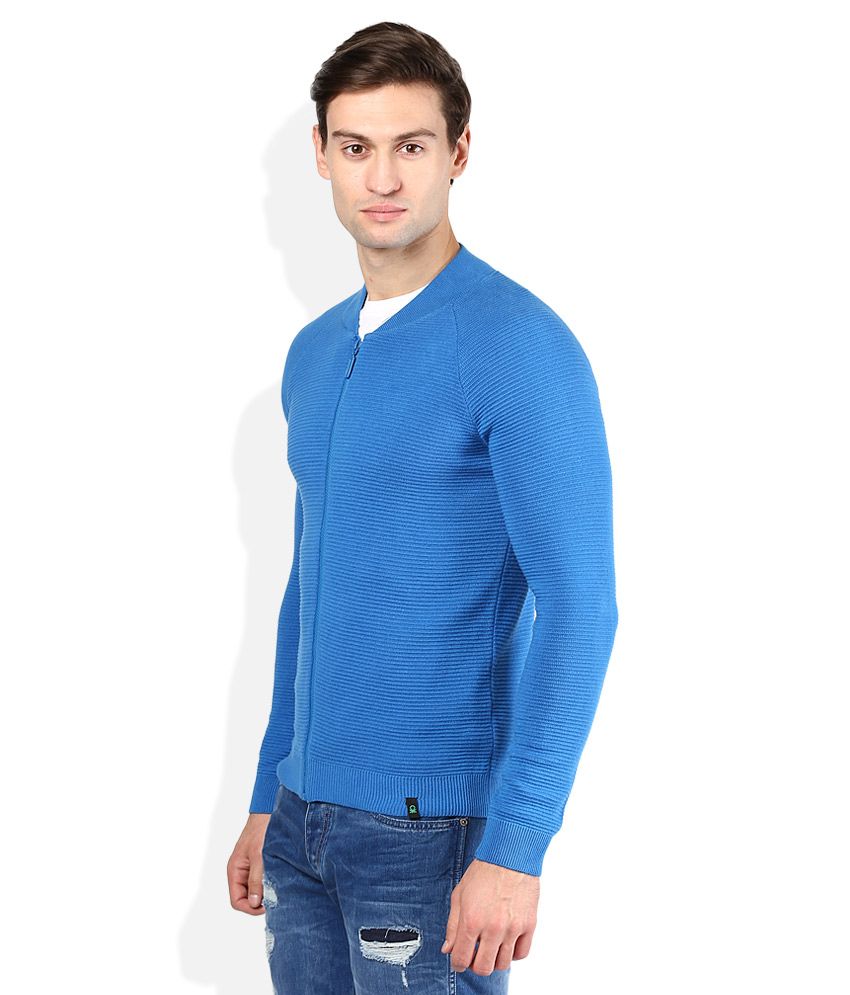 United Colors Of Benetton Blue Solid Bombar Jacket - Buy United Colors ...