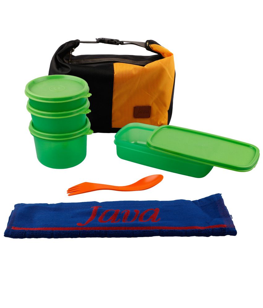Java Flexi Microwave Safe Lunch Box With Bag - Green (pack Of 4): Buy