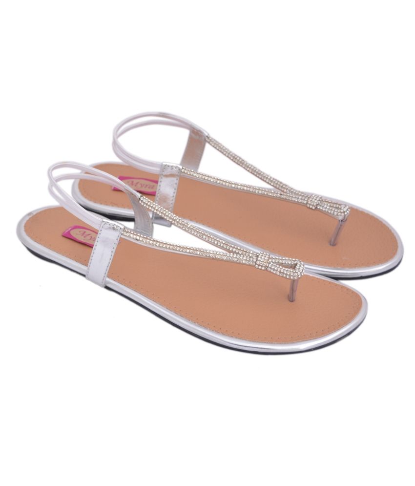 women's silver sandals flat