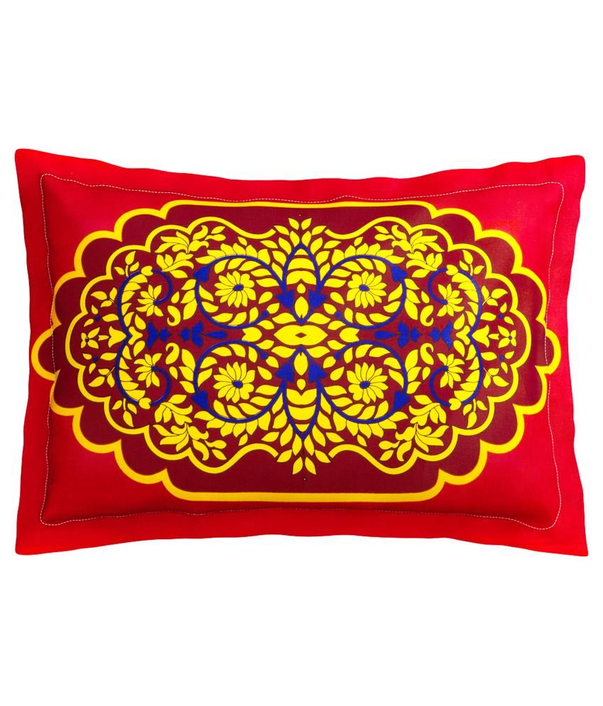 Sej By Nisha Gupta Orange Cotton Double Bedsheet With 2 Pillow Cover