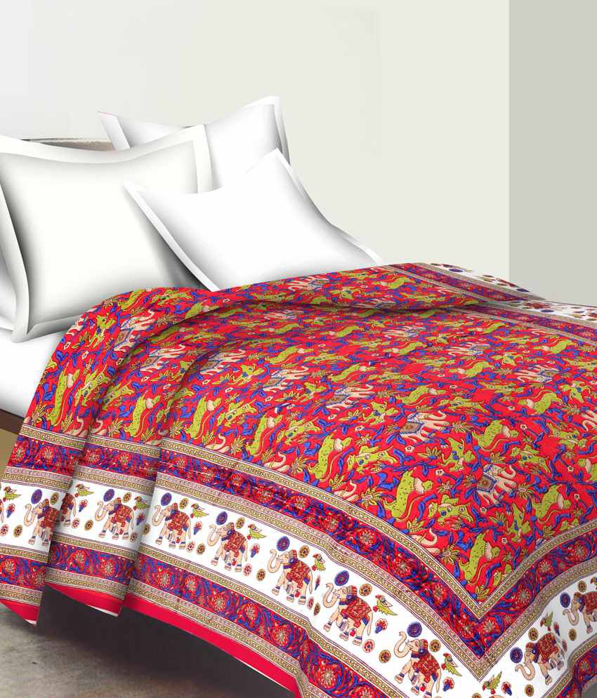    			UniqChoice 100% Cotton Jaipuri Traditional Prnted Cotton Single Bed Sheet
