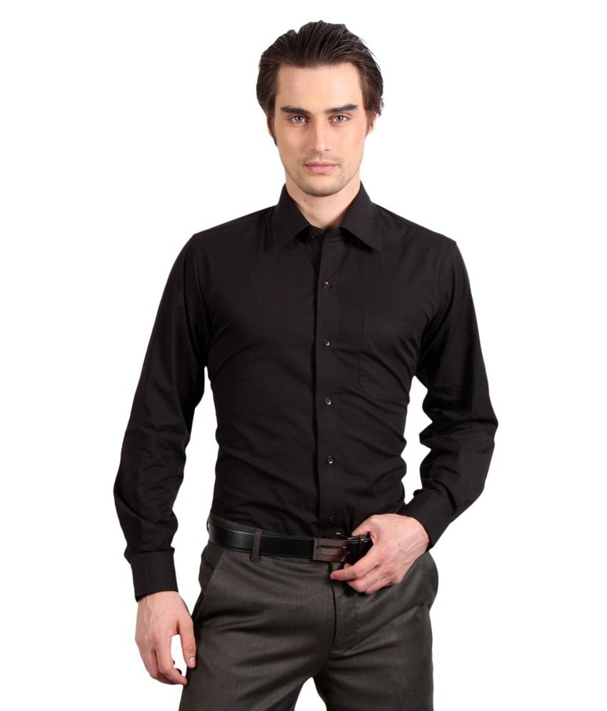Fluteman Black Formal Shirt - Buy Fluteman Black Formal Shirt Online at ...
