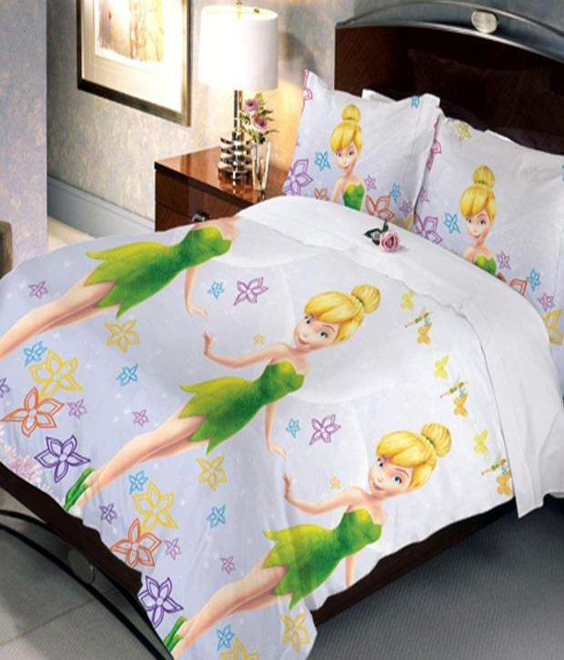     			Uber Urban Disney Fairies White Double Bedsheet with 2 Pillow Covers