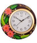 eCraftIndia Multicoloured Wooden Papier Mache Floral Wall Clock