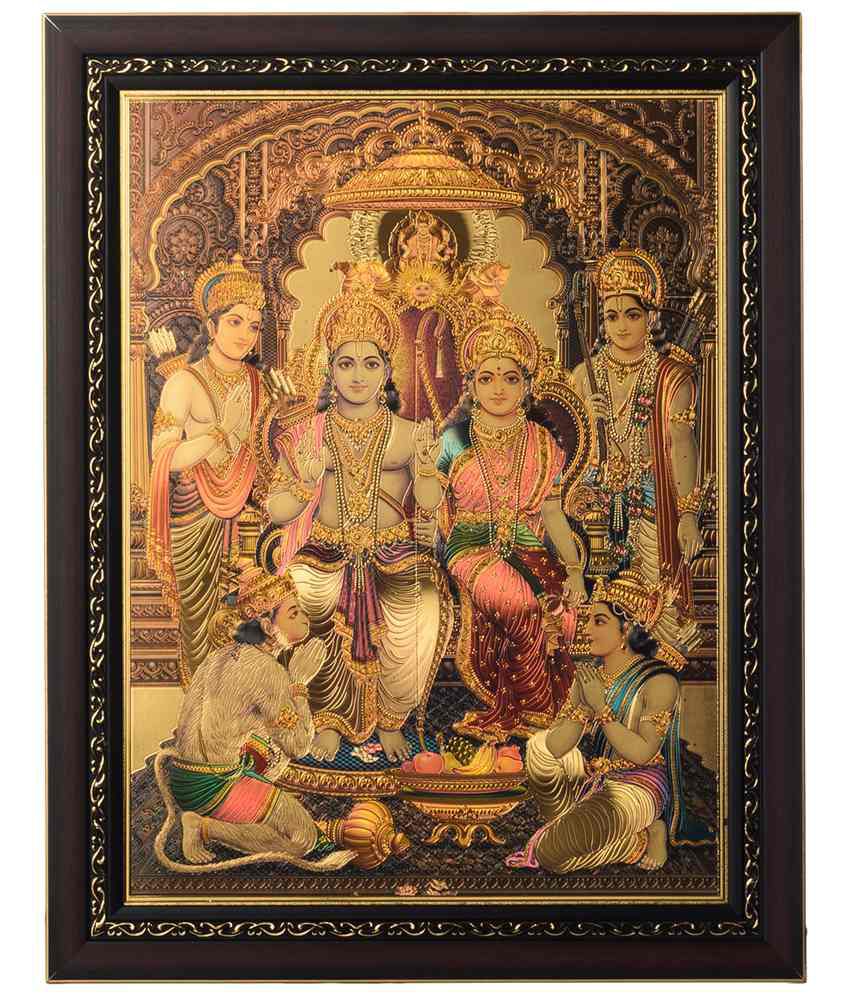 eCraftIndia Multicoloured Ram Darbar Framed Laminated Foil ...
