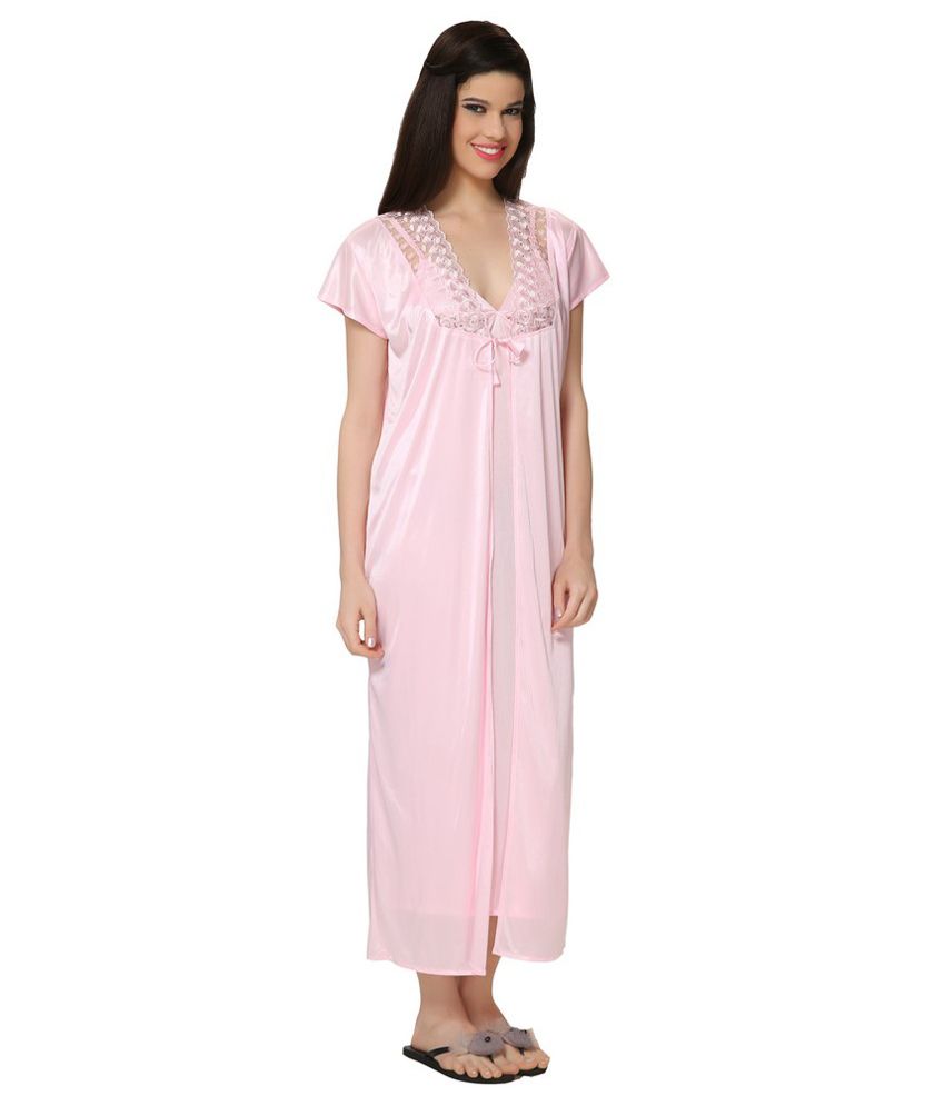 Buy Eazy Pink Lycra Nighty And Night Gowns Pack Of 2 Online At Best 4099