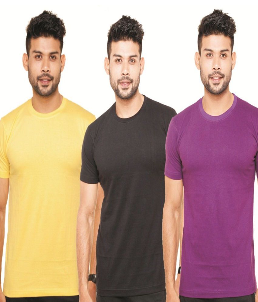     			Fleximaa Combo of Multicoloured Cotton T-shirts pack of 3