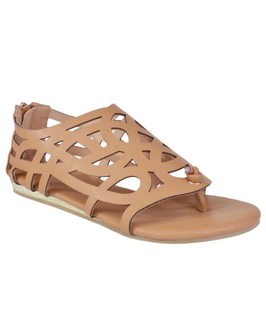Pinellii Beige Flat Sandals Price in India- Buy Pinellii Beige Flat Sandals Online at Snapdeal