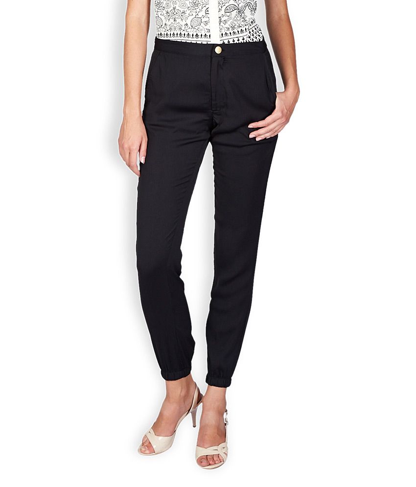 black slim fit trousers womens