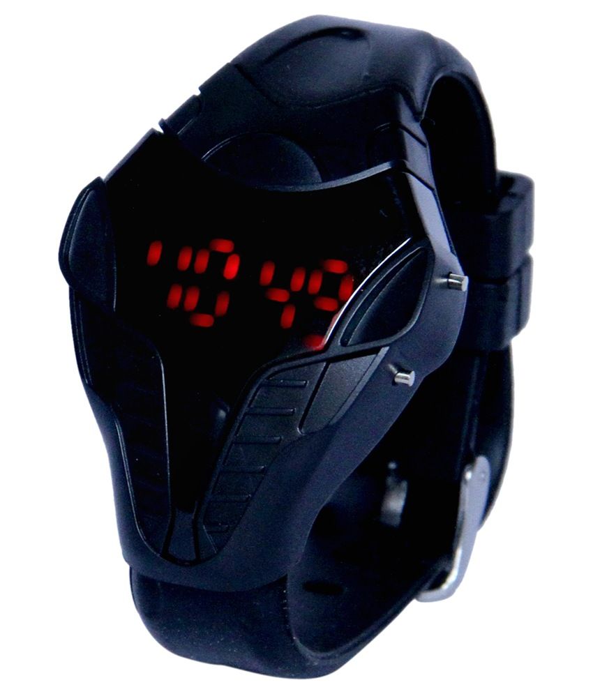 smc black digital led watch