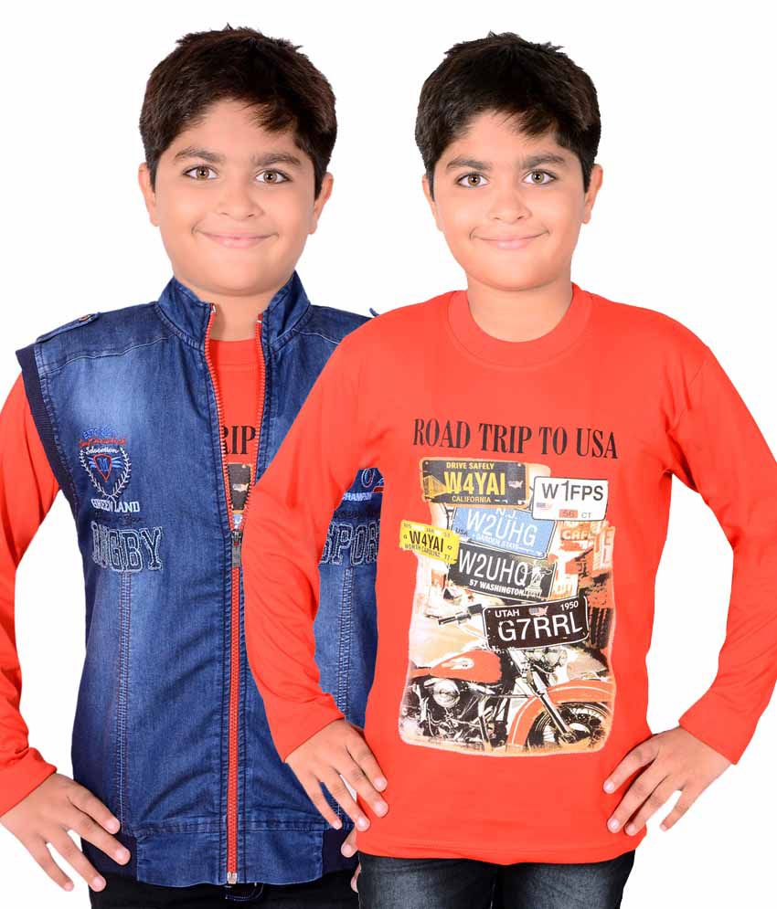 Aedi Pack Of 2 Multicolor Full Sleeve T - Shirt For Boys - Buy Aedi ...