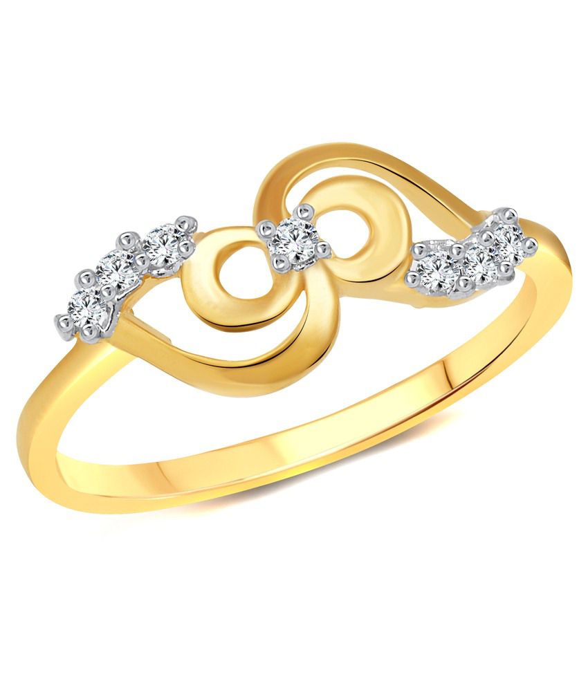     			Vighnaharta Designer CZ Gold and Rhodium Plated Ring