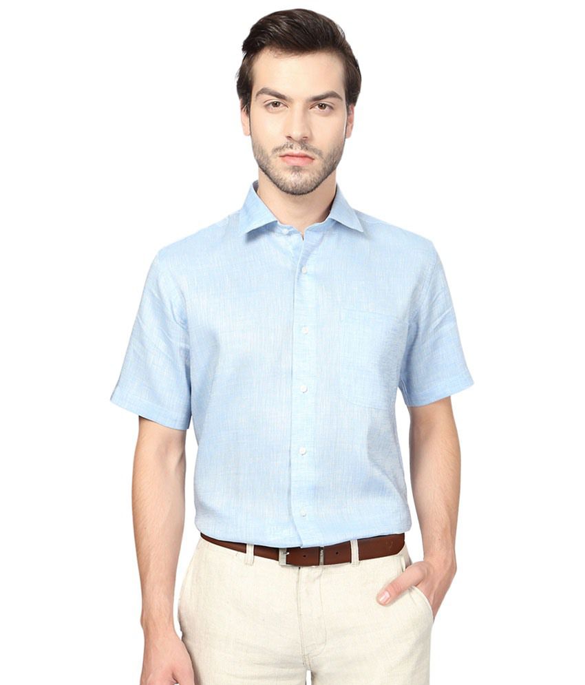 Van Heusen Blue Solid Casual Shirt - Buy Van Heusen Blue Solid Casual ...