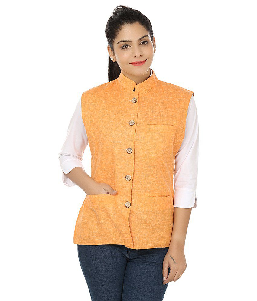 Buy Meadows Orange Cotton Waistcoats Online at Best Prices in India ...