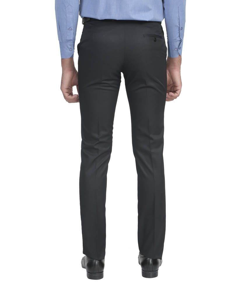 Manq Black Slim Fit Formal Flat Trouser - Buy Manq Black Slim Fit ...