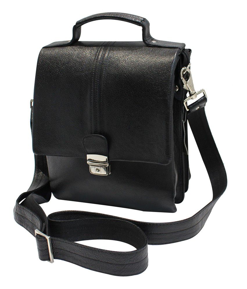 American-elm Black Leather Sling Bag - Buy American-elm Black Leather Sling Bag Online at Low ...