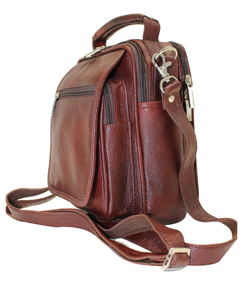 American-elm Brown Leather Sling Bag - Buy American-elm Brown Leather Sling Bag Online at Low ...