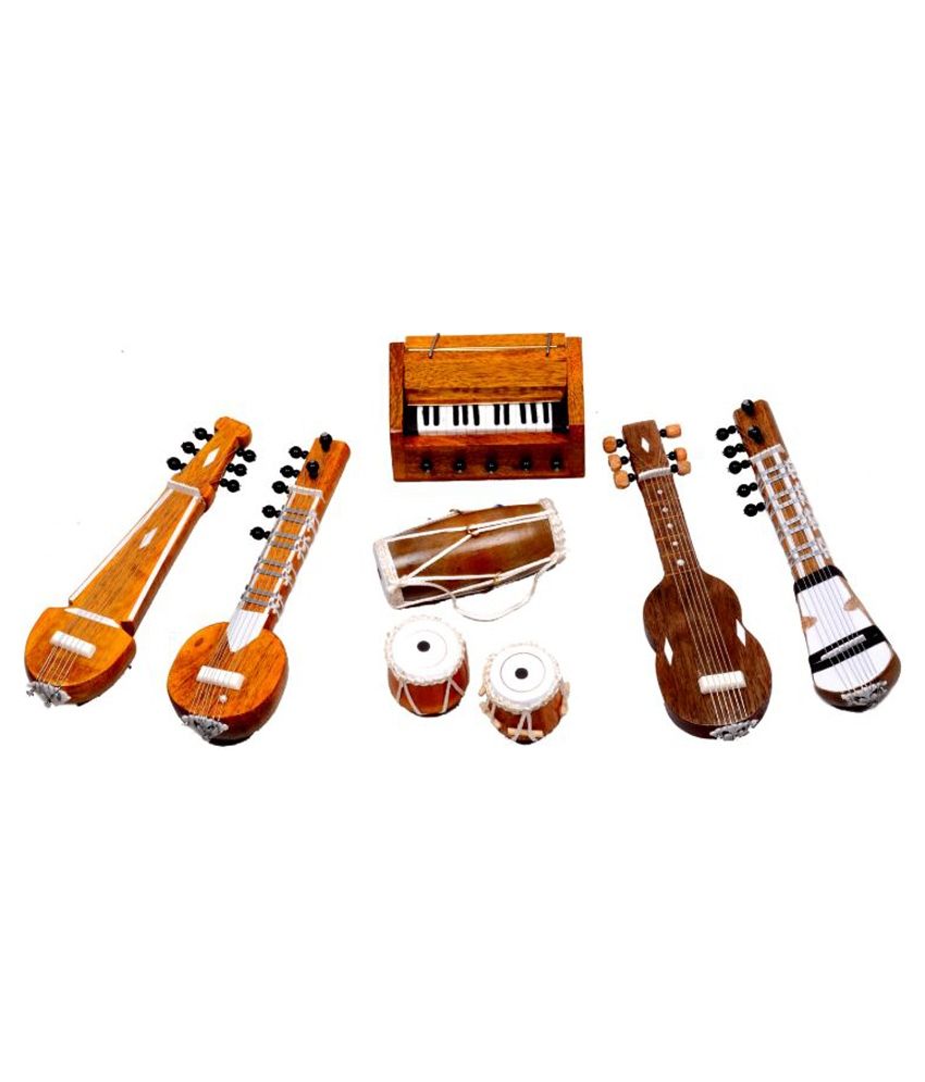 Univ Handicrafted 8 Indian Musical Instruments Wooden Unique Diwali