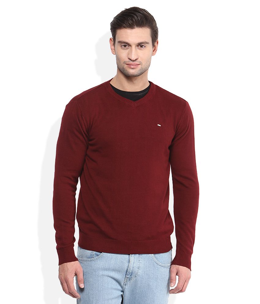 sweater polos maroon