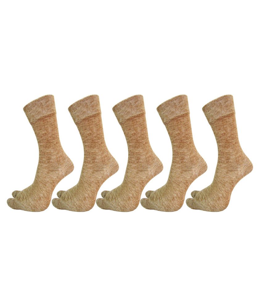     			RC. ROYAL CLASS - Beige Woollen  Women's Thumb Socks ( Pack of 5 )