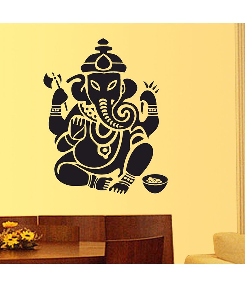 StickersKart Lord Ganesha  Design In Black Wall  Decor  