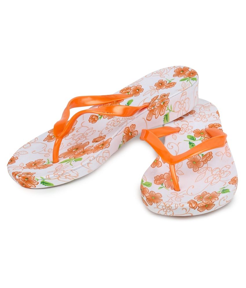 ladies orange flip flops