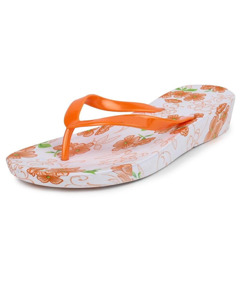 ladies orange flip flops