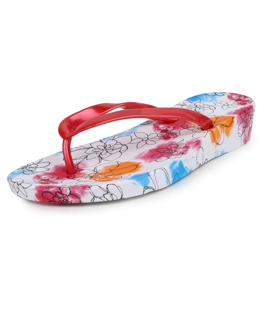 red colour flip flops