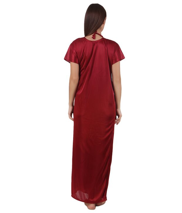 Buy Freely Satin Nighty & Night Gowns - Maroon Online at Best Prices in ...