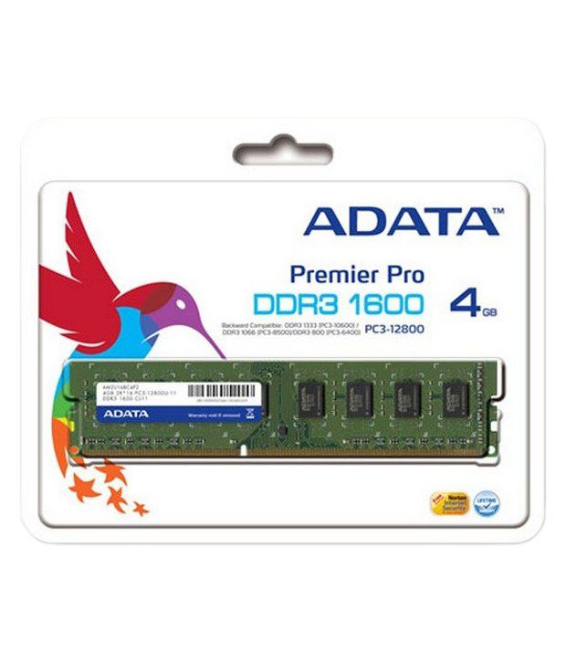     			ADATA AD3U1600C4G11-R 4 GB DDR3 RAM