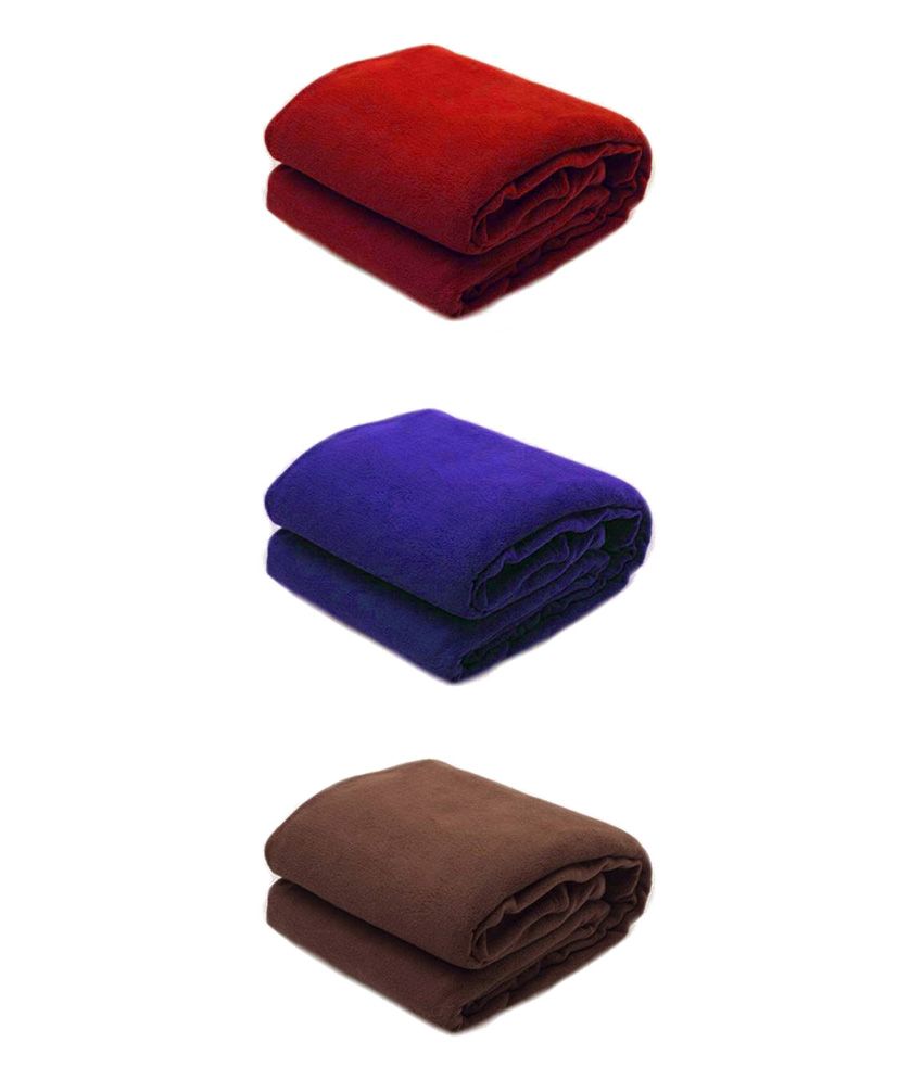 Satviham Multicolor Polyester Blanket Combo Of 3 Buy Satviham