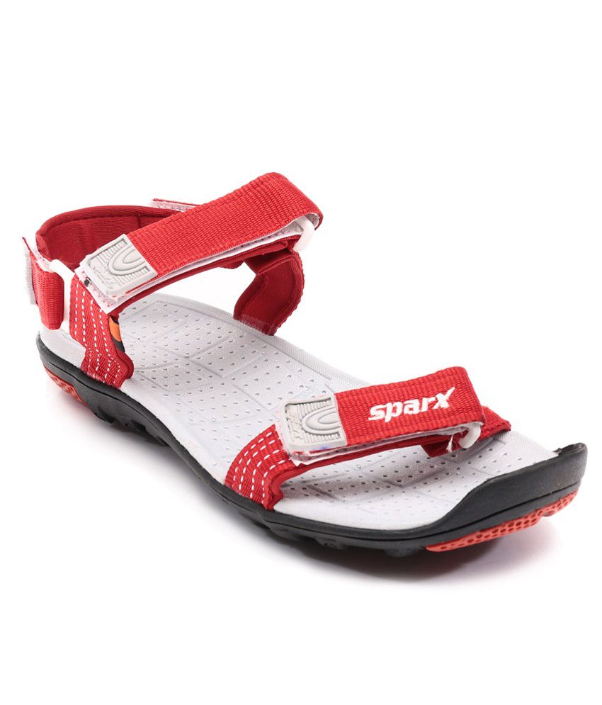 Sparx Red Faux Leather Floater Sandals