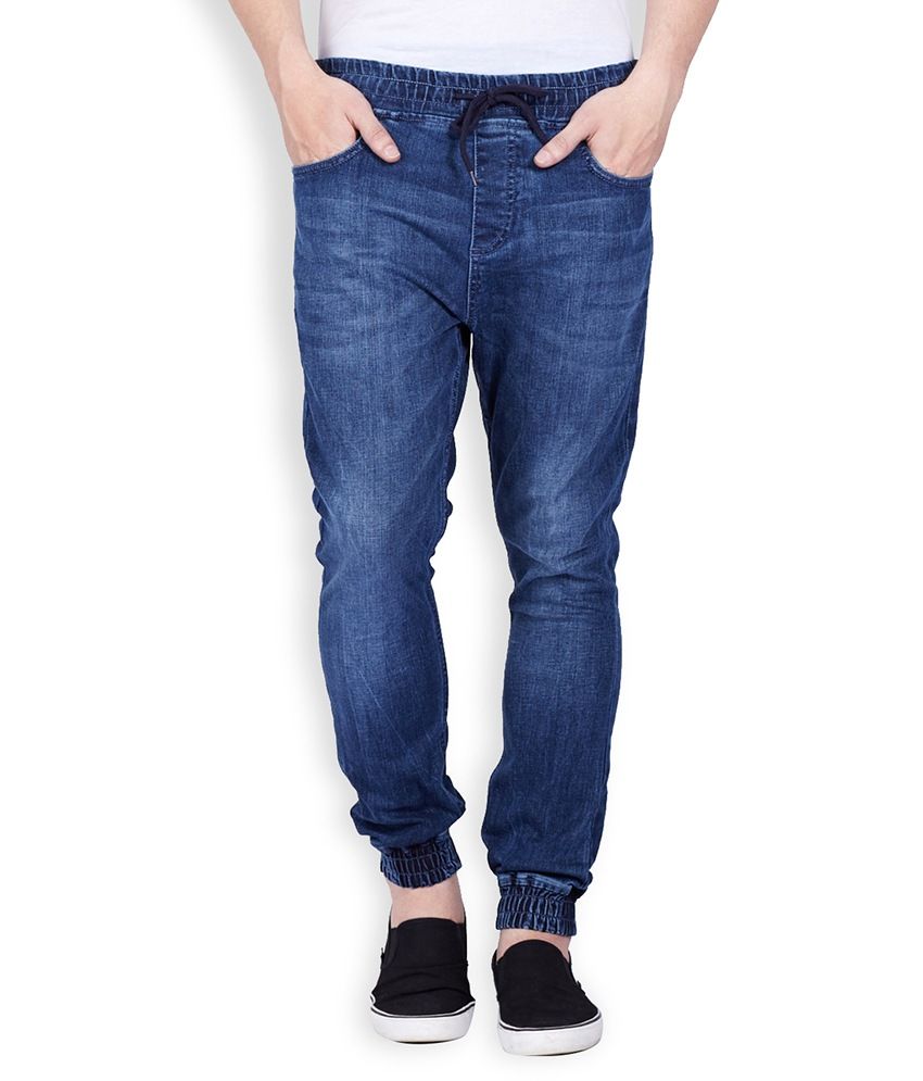slim fit denim joggers