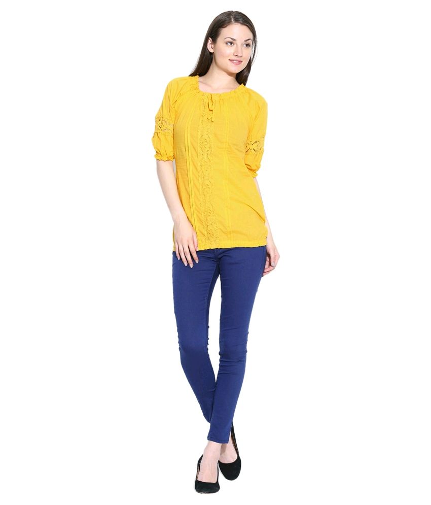 U&F Yellow Cotton Tops Buy U&F Yellow Cotton Tops Online at Best