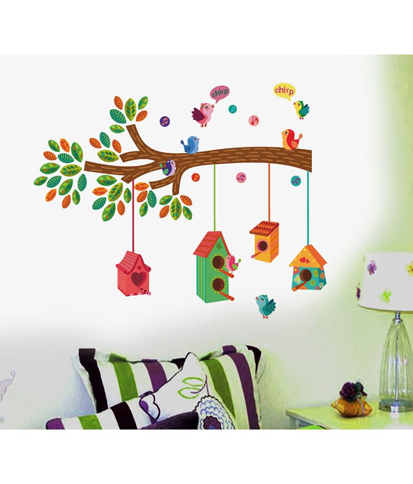 Hometales Nursery Colourful Bird House On A Branch Sticker 100 Cm X 100 Cm Buy Hometales Nursery Colourful Bird House On A Branch Sticker 100 Cm X 100 Cm