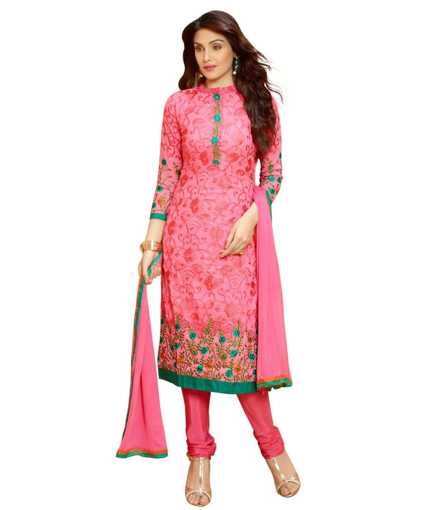 Ladies Flavour Pink Chiffon Dress Material Buy Ladies Flavour Pink