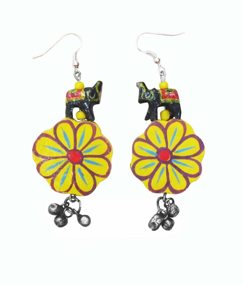 Juhi Malhotra Yellow Hanging Earrings - Buy Juhi Malhotra Yellow