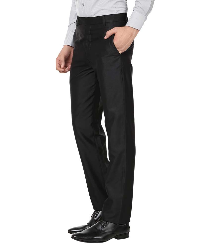 Babery Black Slim Fit Formal Flat Trousers - Buy Babery Black Slim Fit ...