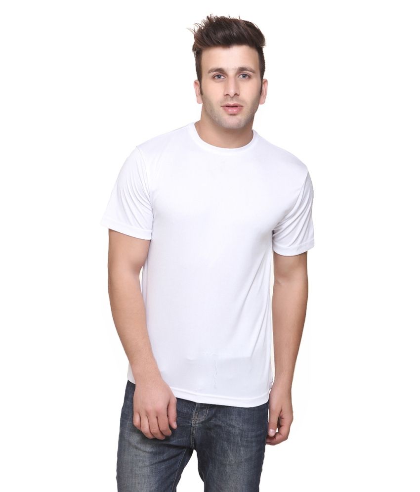     			Funky Guys Polyester Slim Fit Solid Half Sleeves Men's Round T-Shirt - White ( Pack of 1 )