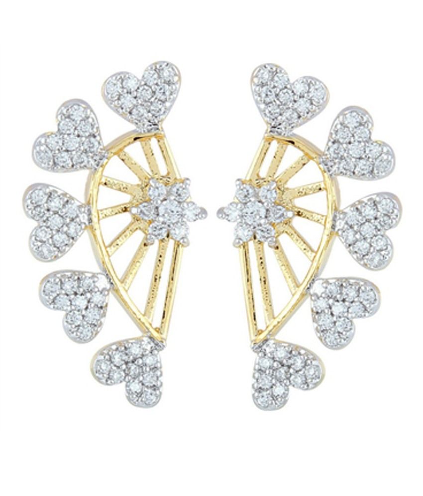 Parijaat Multicolour Style Diva American Diamond Ear Cuffs Pack Of 2