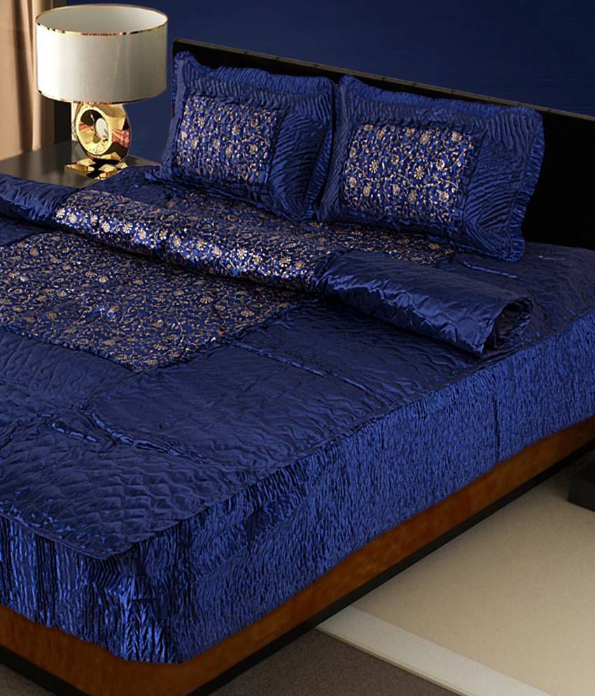 Renown Blue Satin Floral Bed Sheets Buy Renown Blue Satin Floral Bed Sheets Online at Low