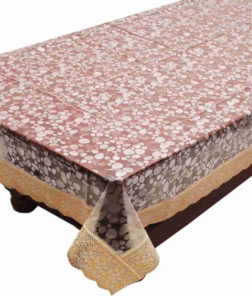     			E-Retailer Stylish Transparent With Coin Design Golden Lace Center Table Cover