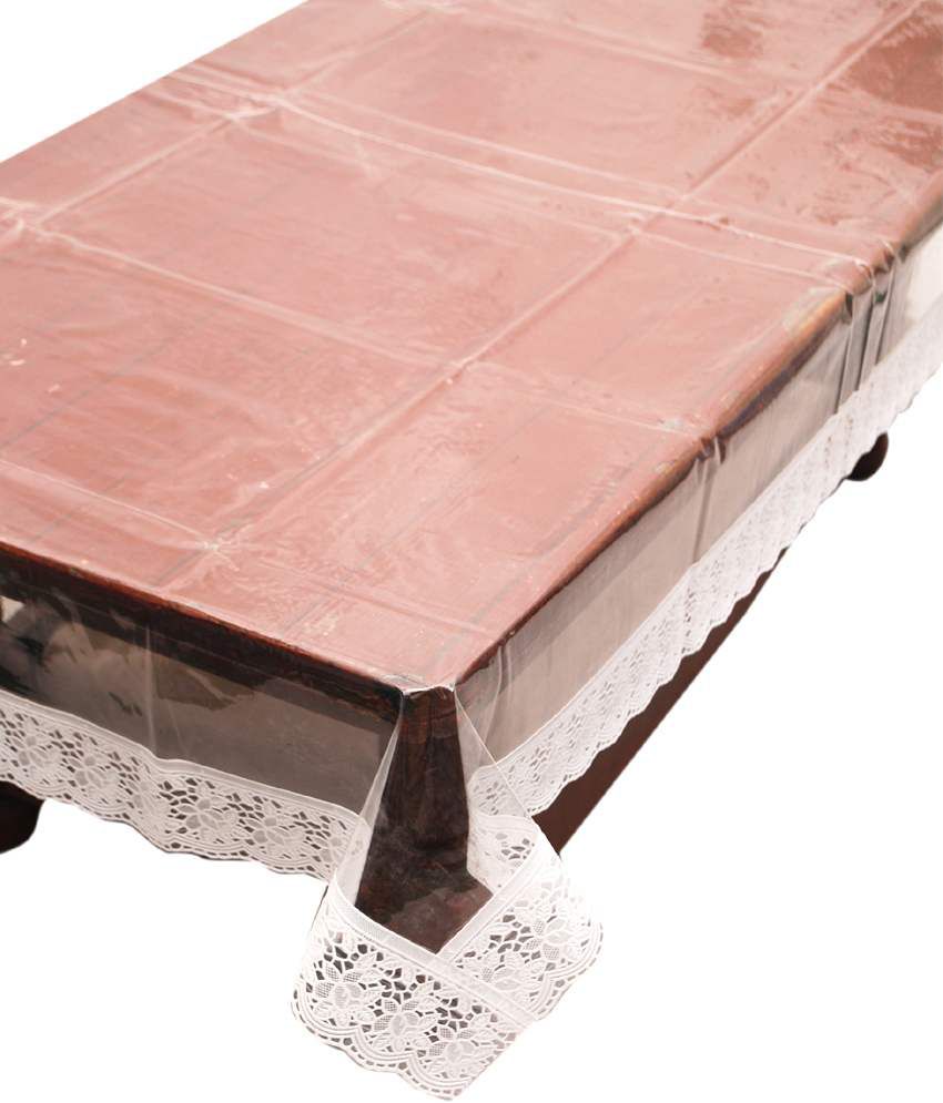     			E-Retailer'S Stylish Transparent With White Lace Center Table Cover
