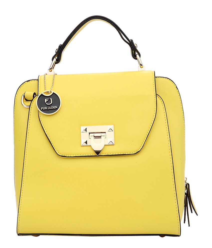 Fur Jaden Yellow Satchel Bag - Buy Fur Jaden Yellow Satchel Bag Online ...