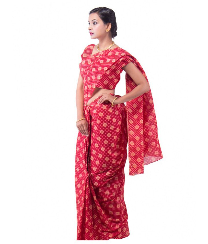 white and red cotton saree online